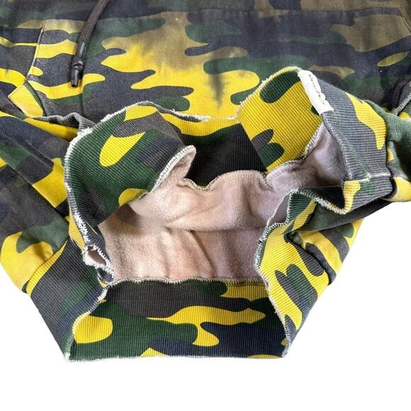 Eleven Paris Men's Acid Green Camo Distressed Hoodie Sweatshirt Size L $170 - Picture 6 of 12